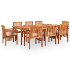 9 Piece Patio Dining Set with Cushions Solid Acacia Wood