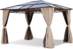 10x12 Hardtop Gazebo,UV 50+ Outdoor Canopy with Mosquito Netting and Curtains, Outdoor Shelter