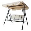 Upland 3-Seater Outdoor Adjustable Canopy Porch Swing Chair for Patio, Garden, Poolside, Balcony w/Armrests, Textilene Fabric, Steel Frame