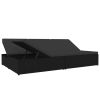 Convertible Sun Bed with Cushions Poly Rattan Black - Black