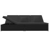 Convertible Sun Bed with Cushions Poly Rattan Black - Black