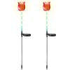 2Pcs Solar Powered Tulip Garden Light Wind Mill Waterproof Landscape Stake Lamp